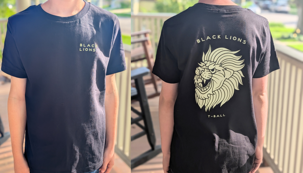 Black Lions T-Shirt, Front and Back